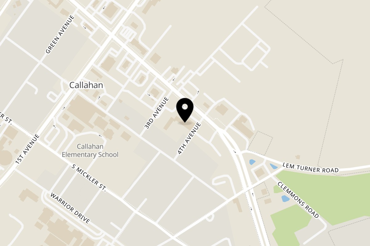 Map showing the location of Gracie's Kountry Kitchen on 542225 US-1 in Callahan